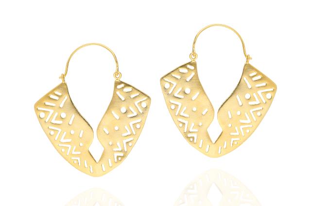 Gold Plated Cut Out Hoop Earrings