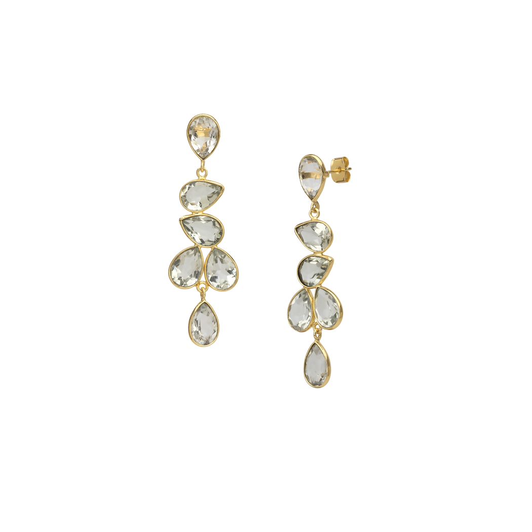 Green Amethyst multi drop earrings