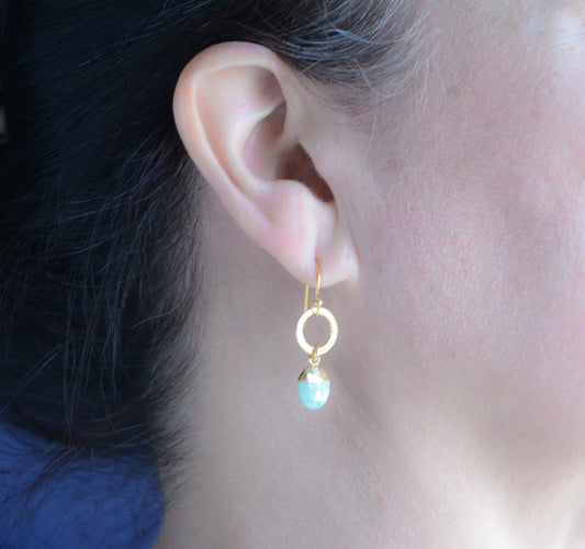 Faceted Amazonite Ring Drop earring