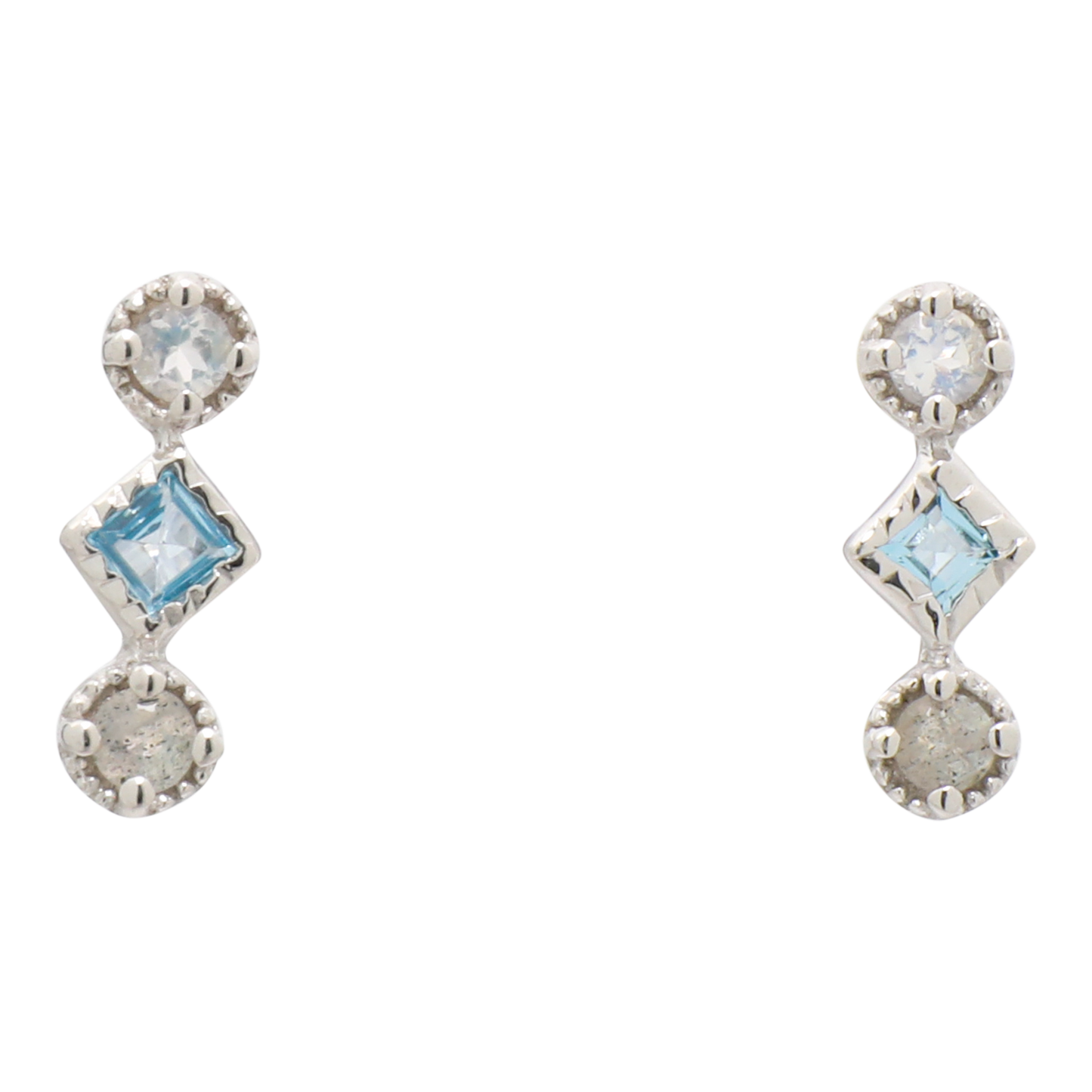 Three-stone Semi Precious Stud Earring