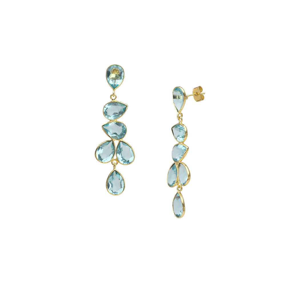 Blue topaz multi drop earring