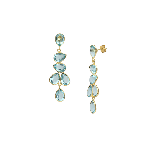 Blue topaz multi drop earring