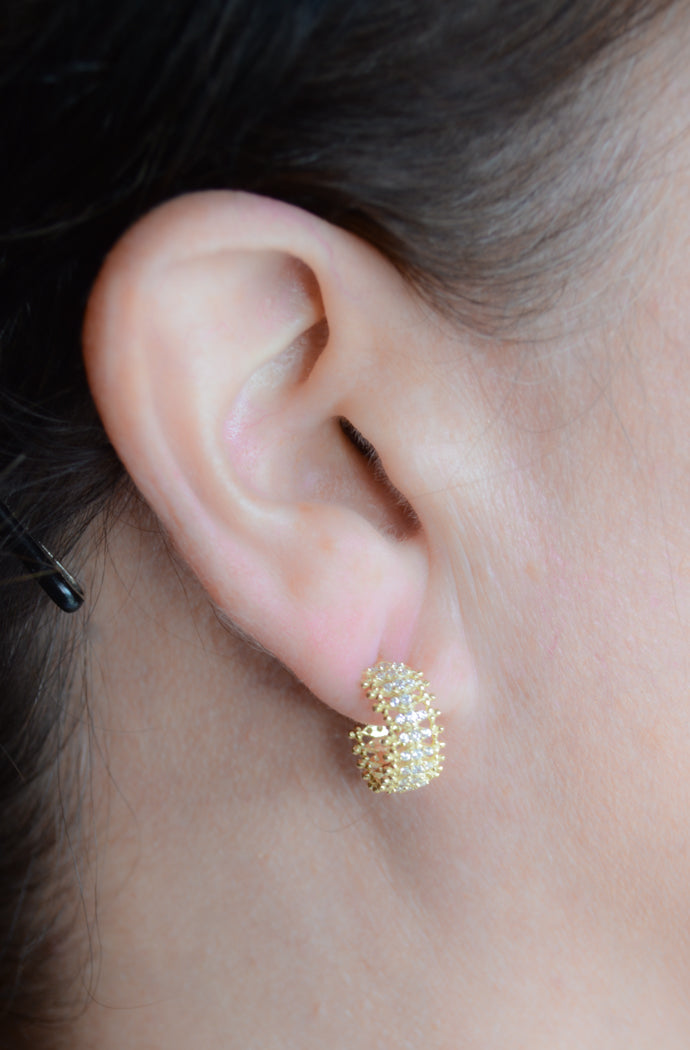 Gold plated cubic zirconia hoops with post