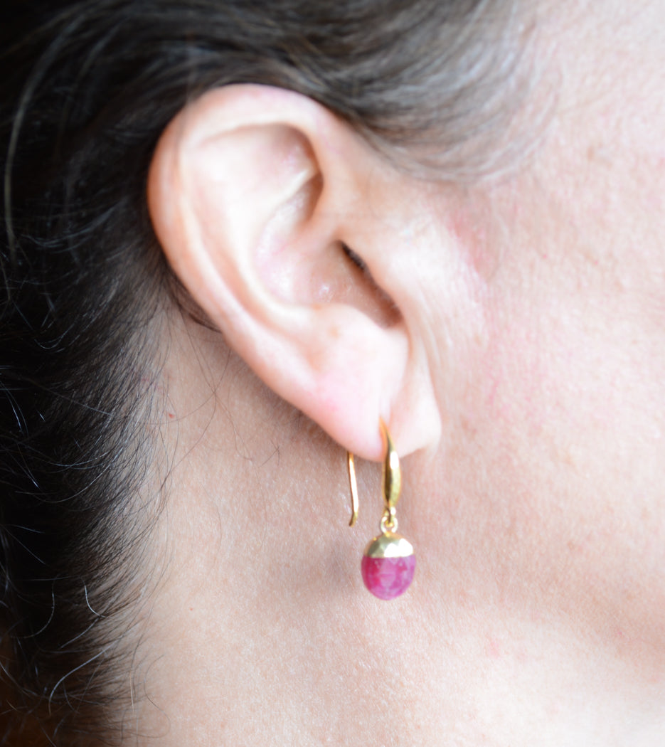 Faceted Ruby drop earrings