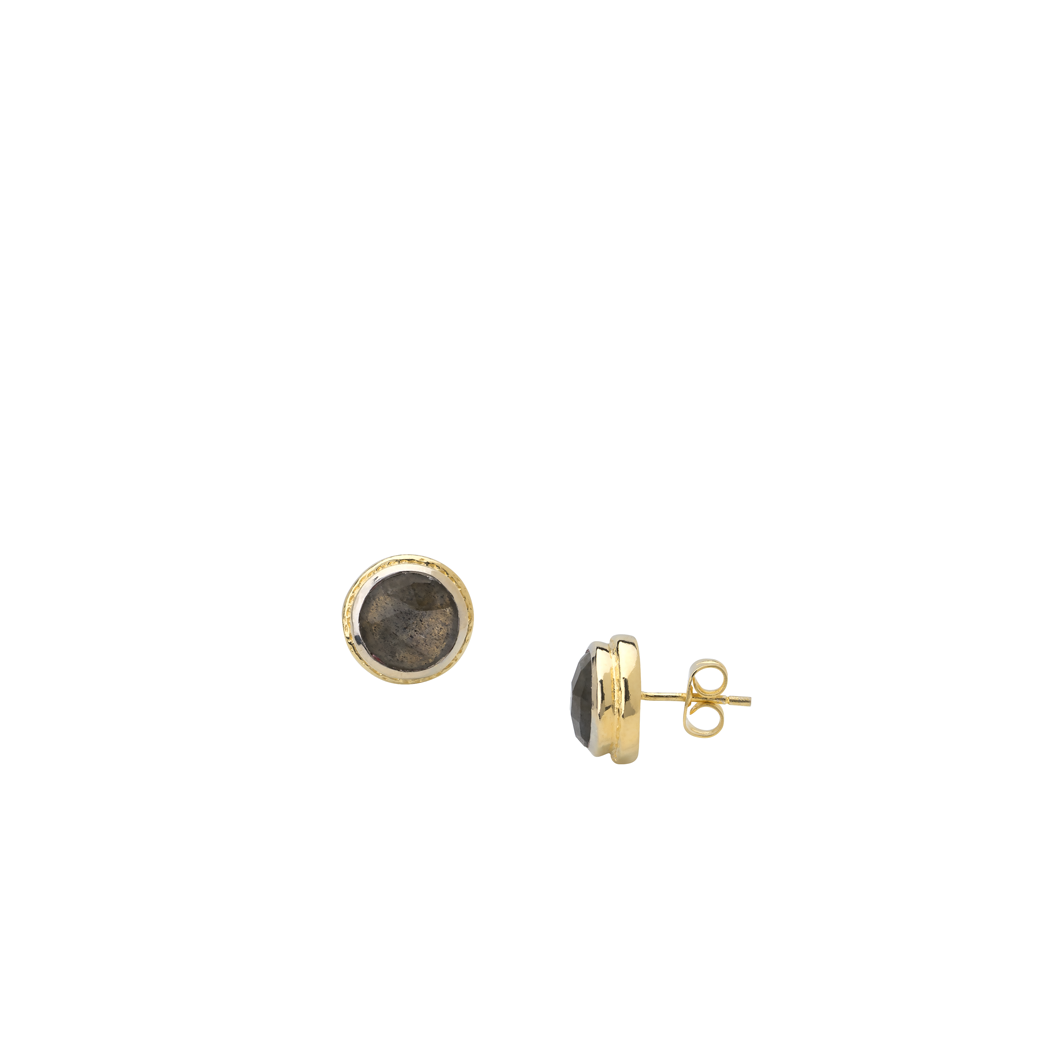 Rhodium / Gold labradorite stud earrings