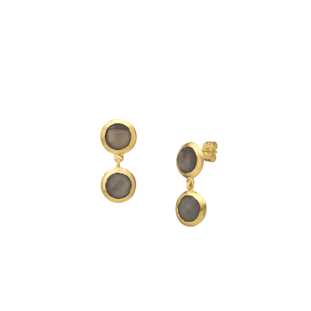Double faceted gray Moonstone Earring with post