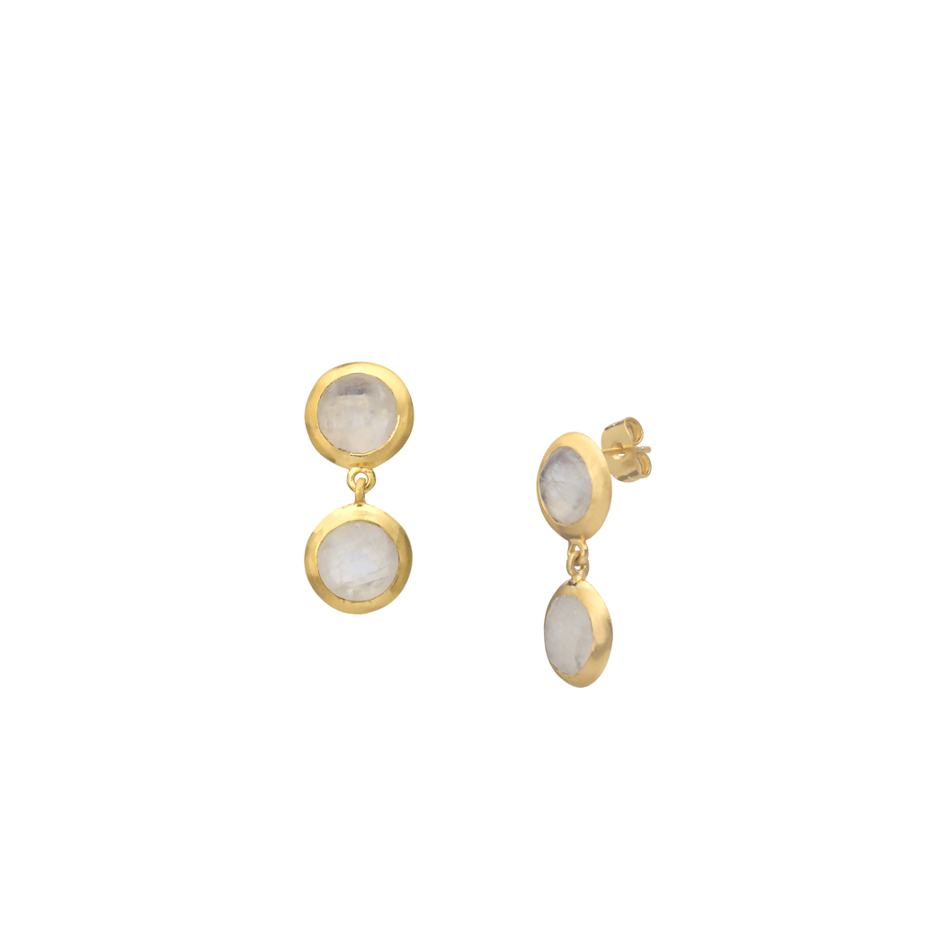 Double faceted Moonstone Earring with post