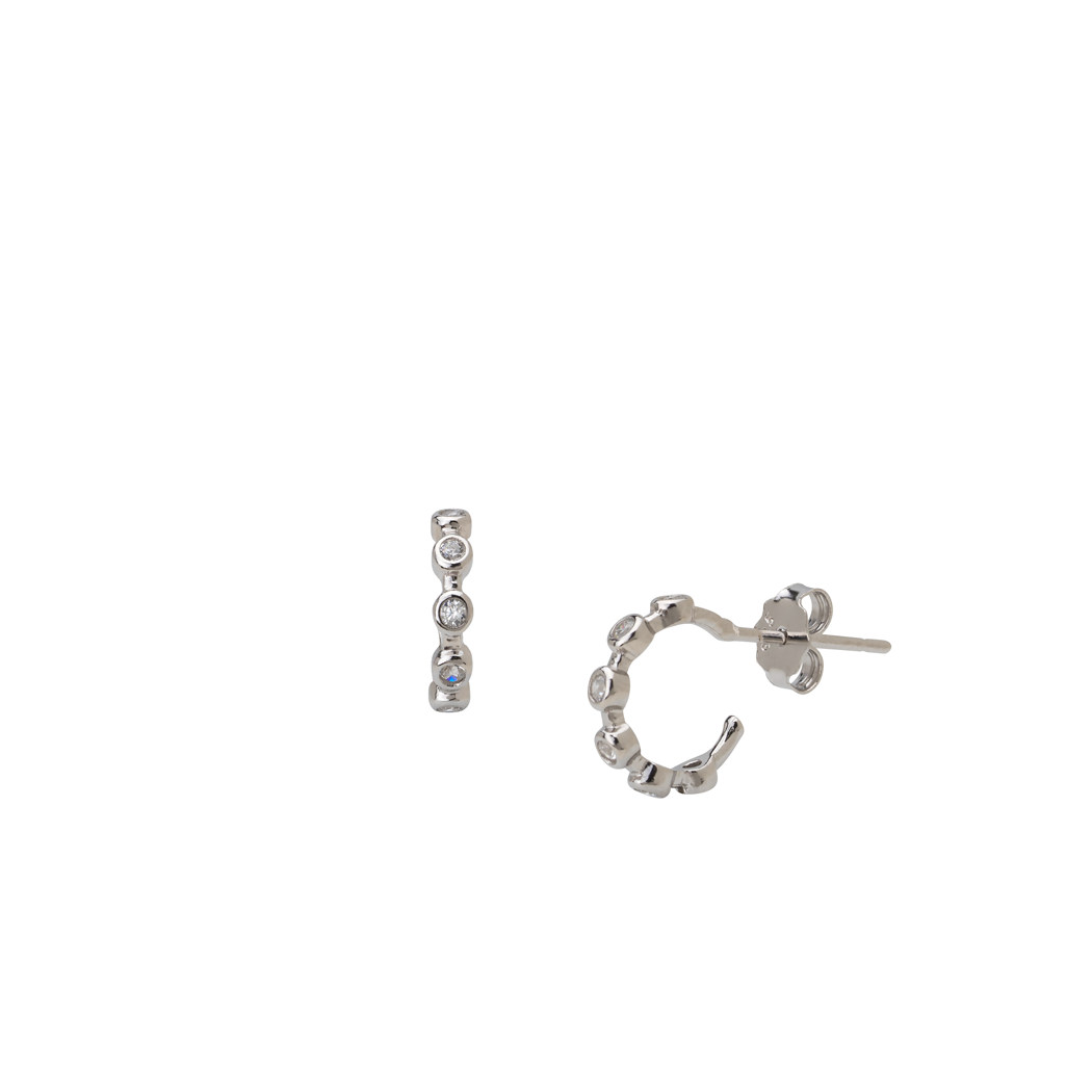 Tiny silver hoops with cubic zirconia