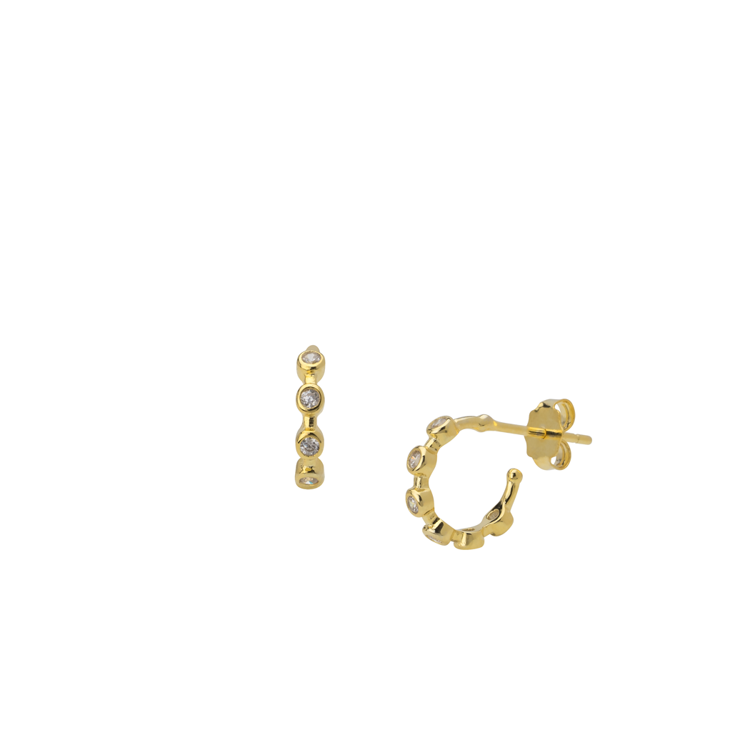 Tiny gold hoops with cubic zirconia