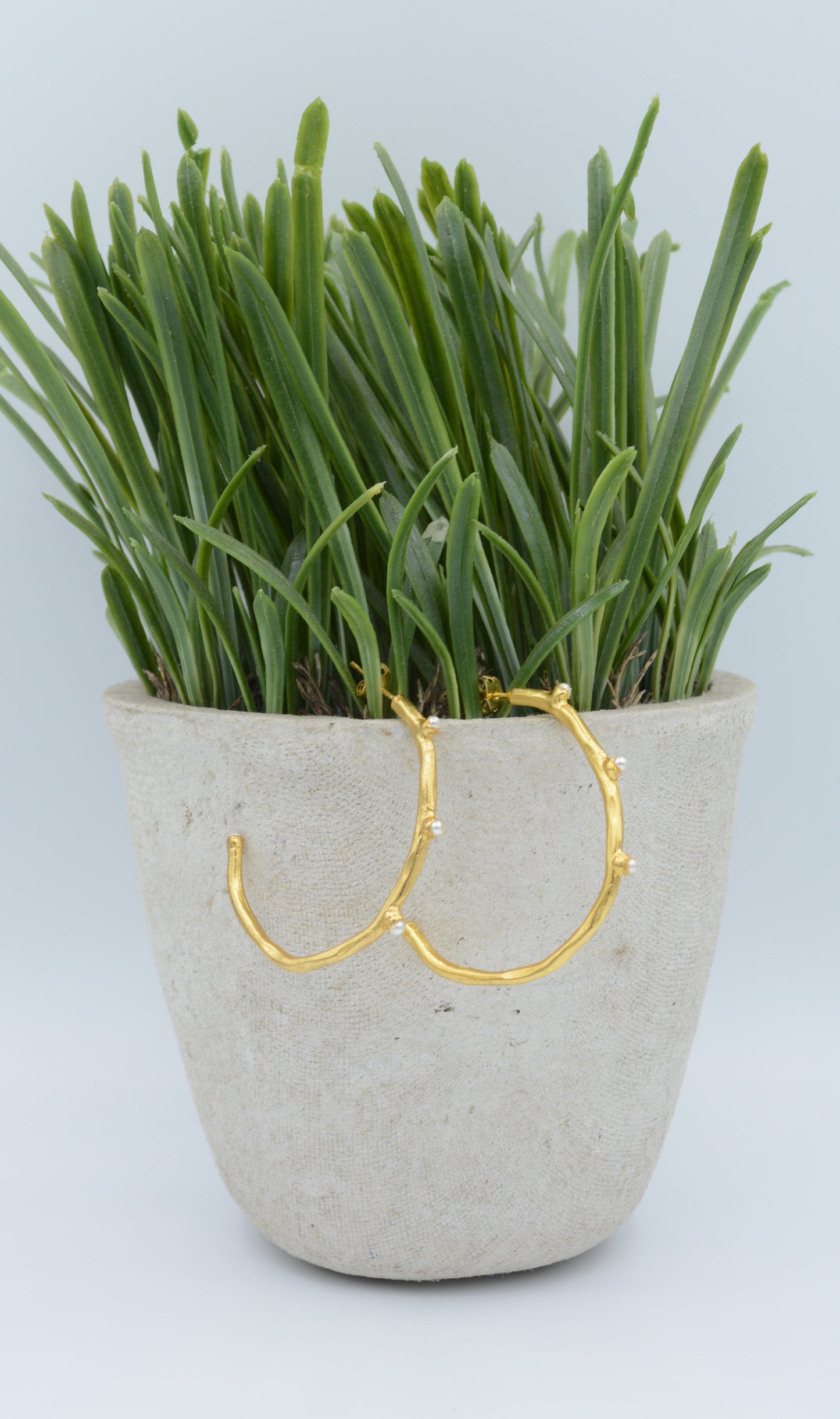 Organic shape Hoop Earrings With Fresh Water Pearls