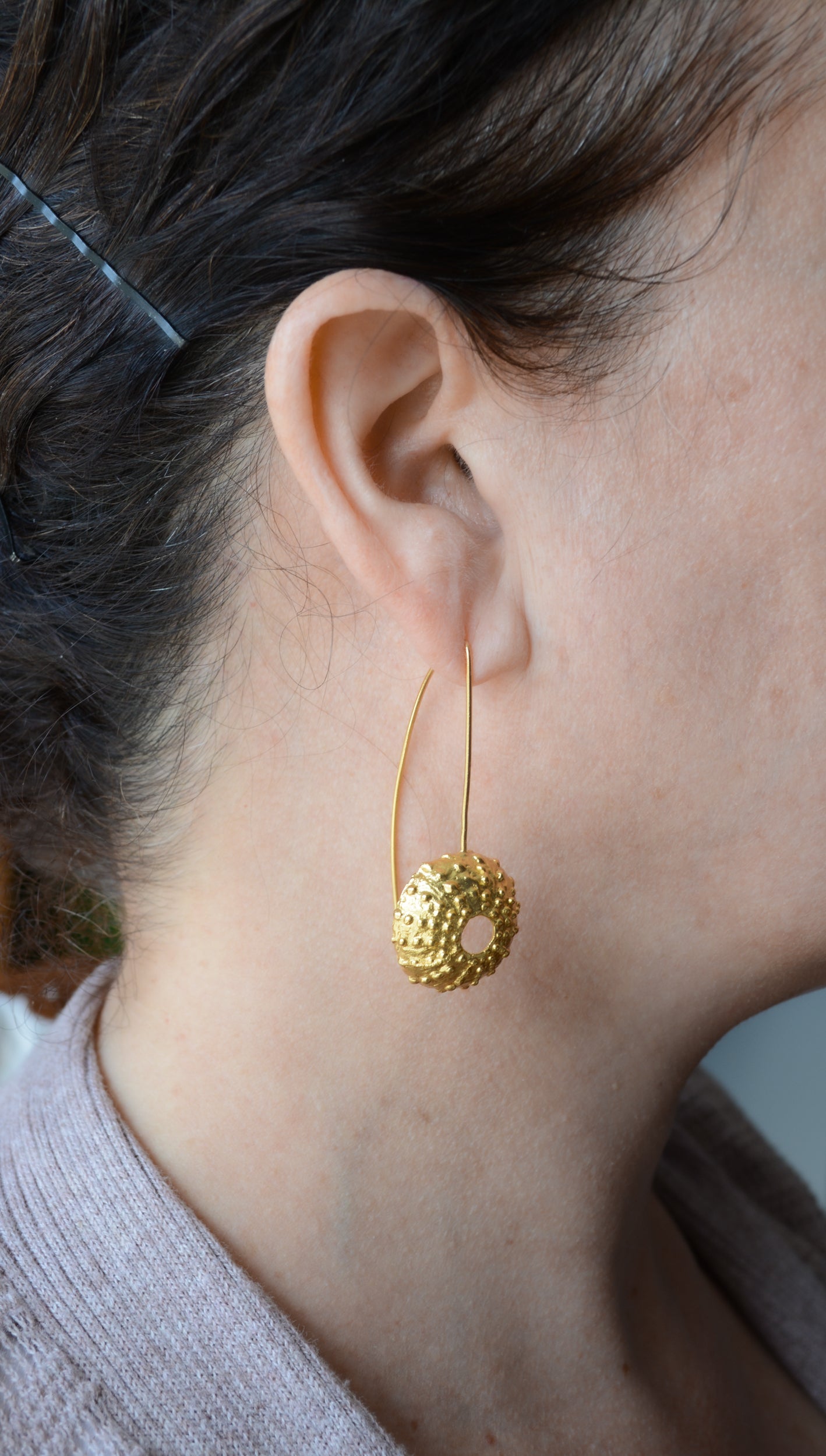 Gold plated brass Sea Urchin earrings