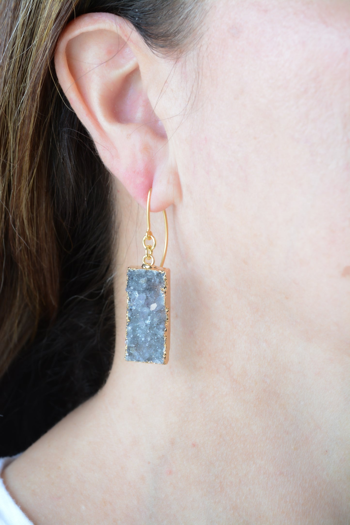 Druzy rectangle earrings