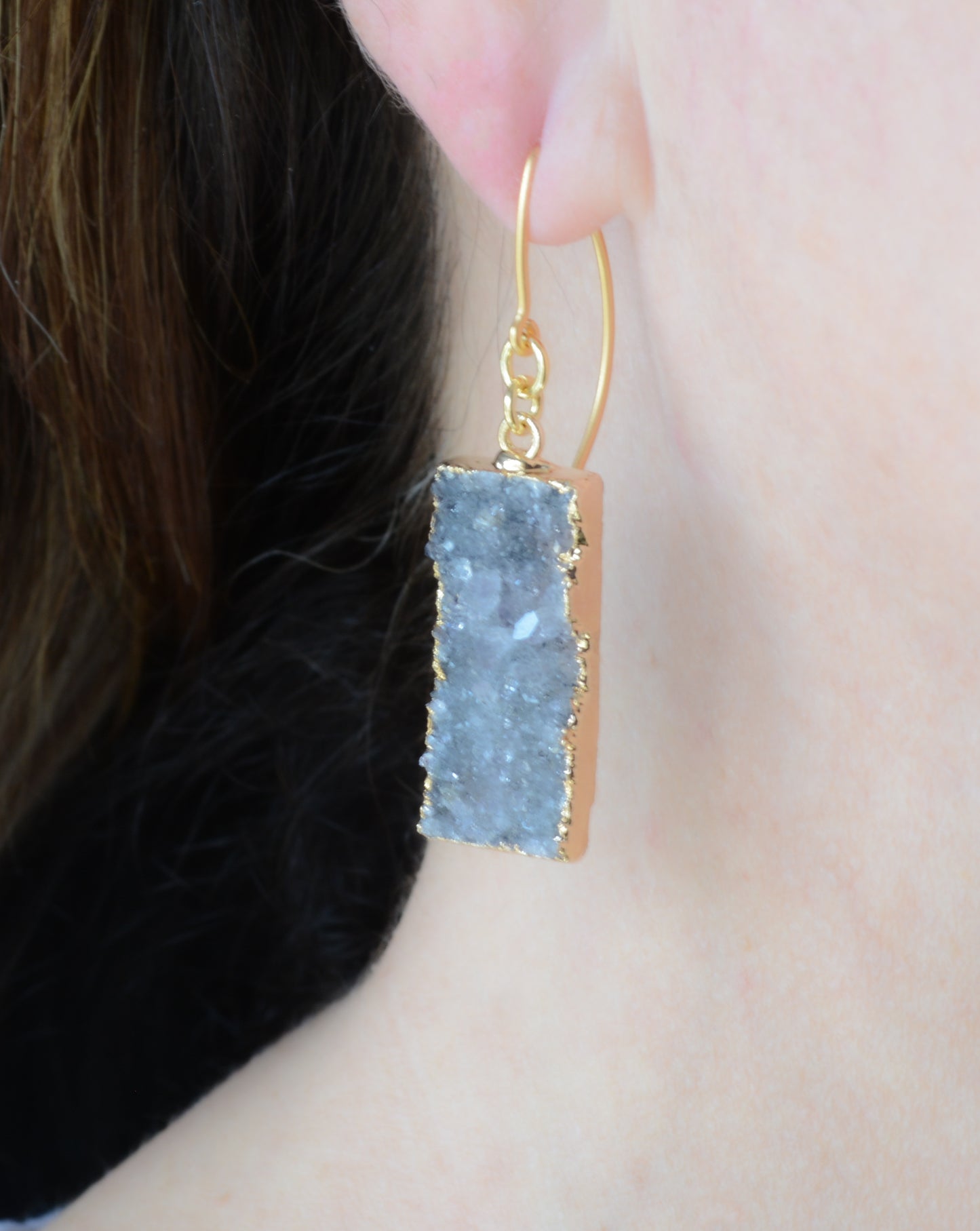 Druzy rectangle earrings