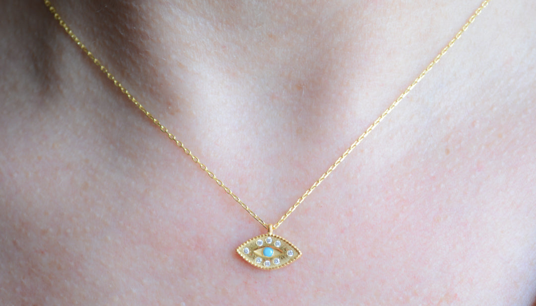 Evil eye talisman necklace with turquoise