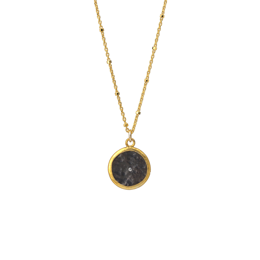 Mix metal disc pendant necklace