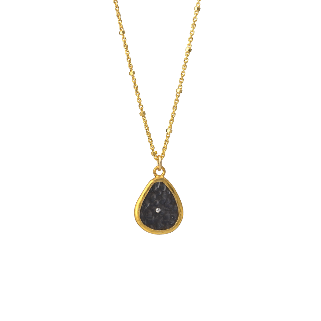 Mix metal teardrop pendant necklace