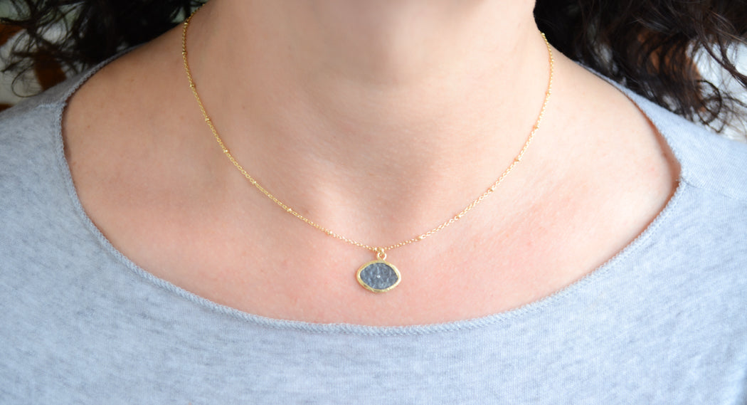 Mix metal eye pendant necklace