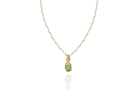 Two-tone Silver Necklace With Peridot Pendant