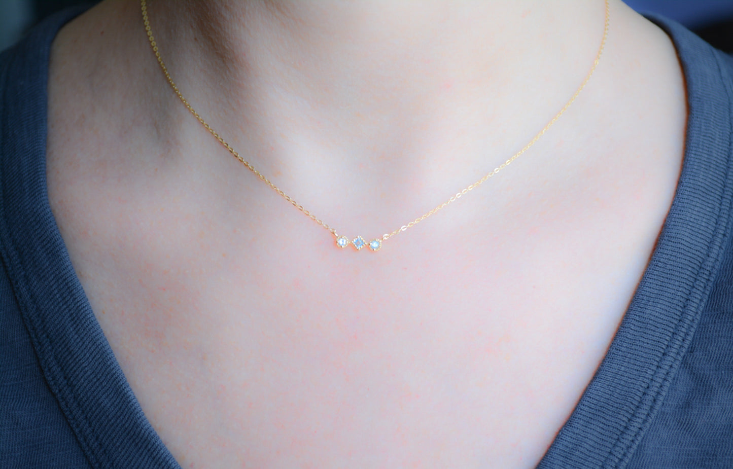Triple semi precious stone necklace