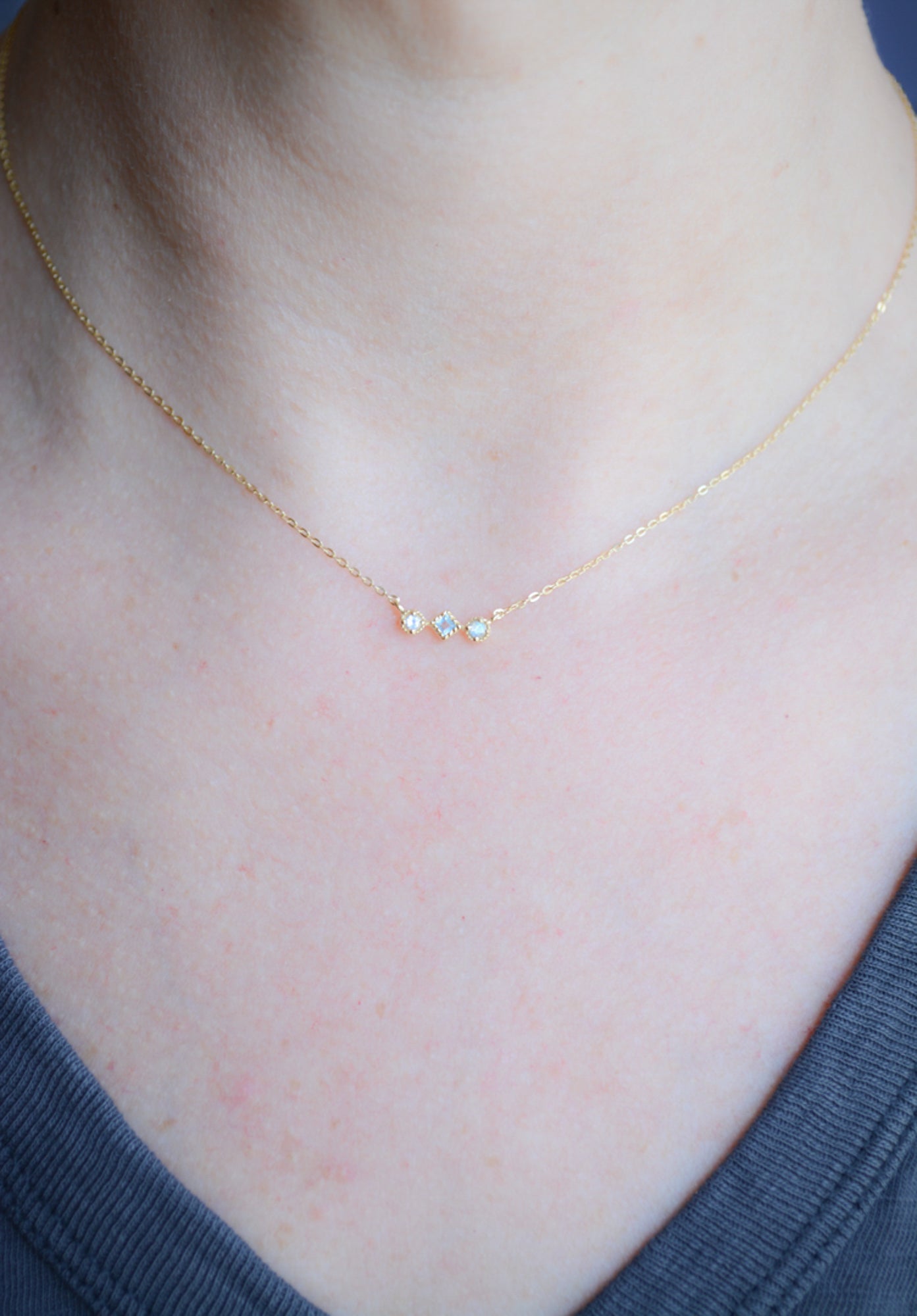 Triple semi precious stone necklace