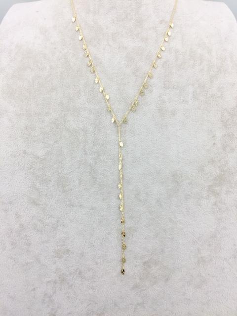 Gold Plated Silver Leaf "Y" Necklace