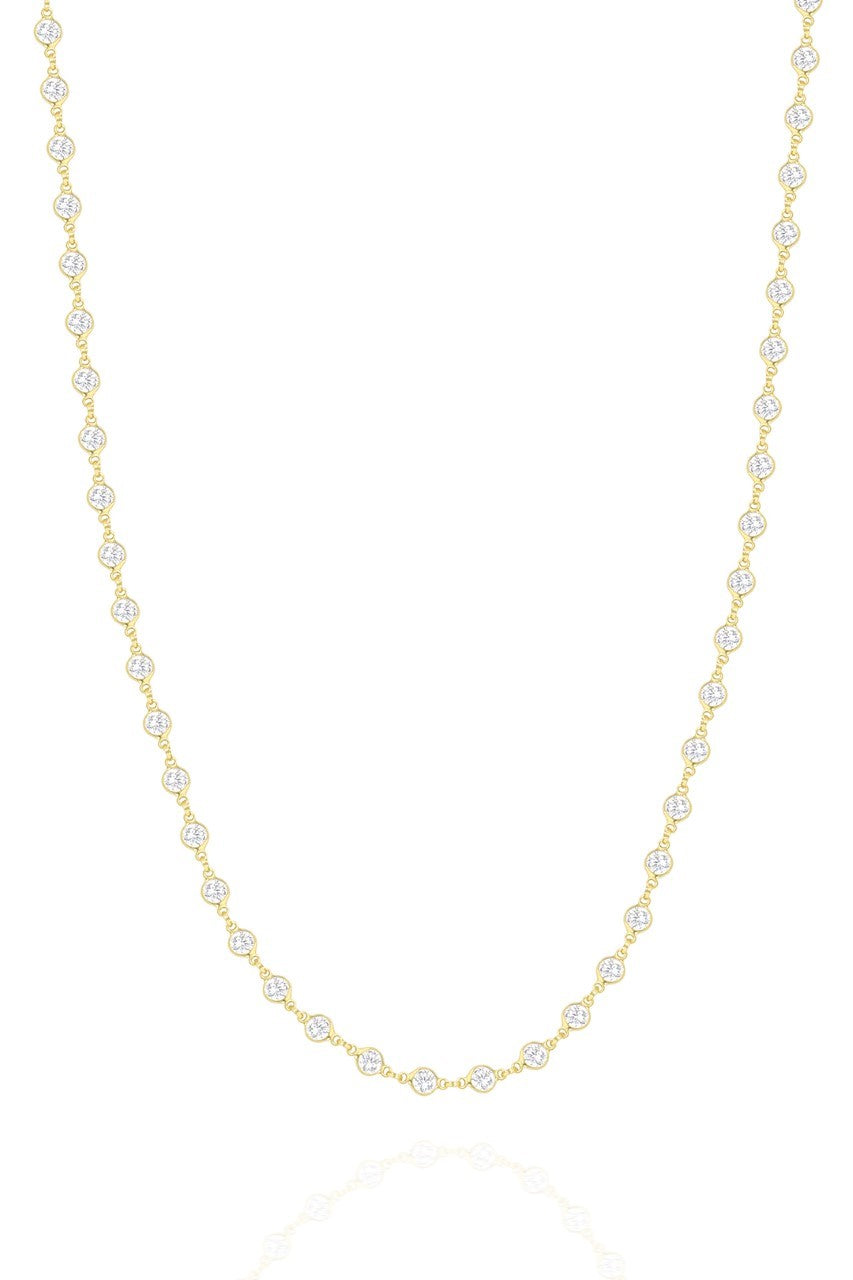 Gold Plated Silver Necklace with bezel set cubic zirconia accents