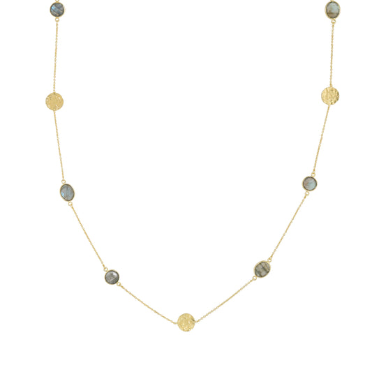 Labradorite and Hammered Disc Necklace