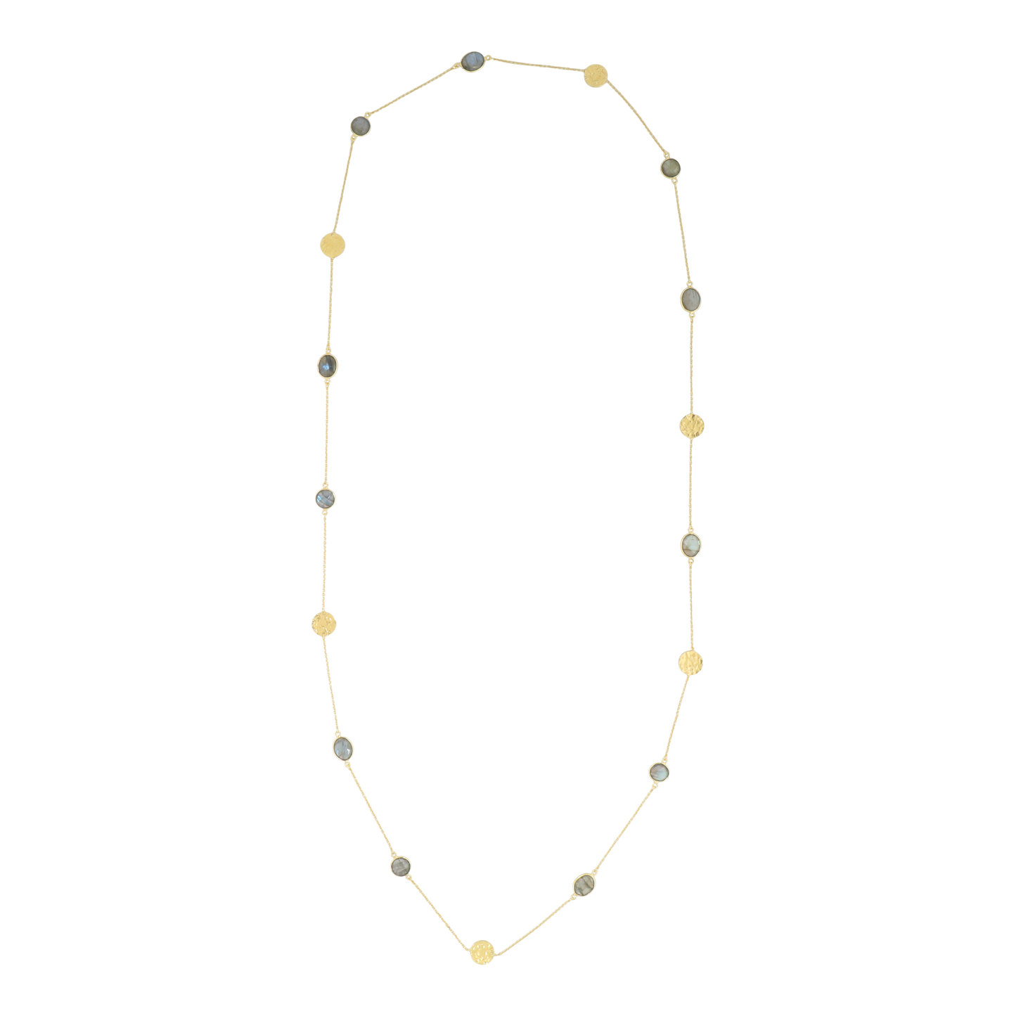 Labradorite and Hammered Disc Necklace