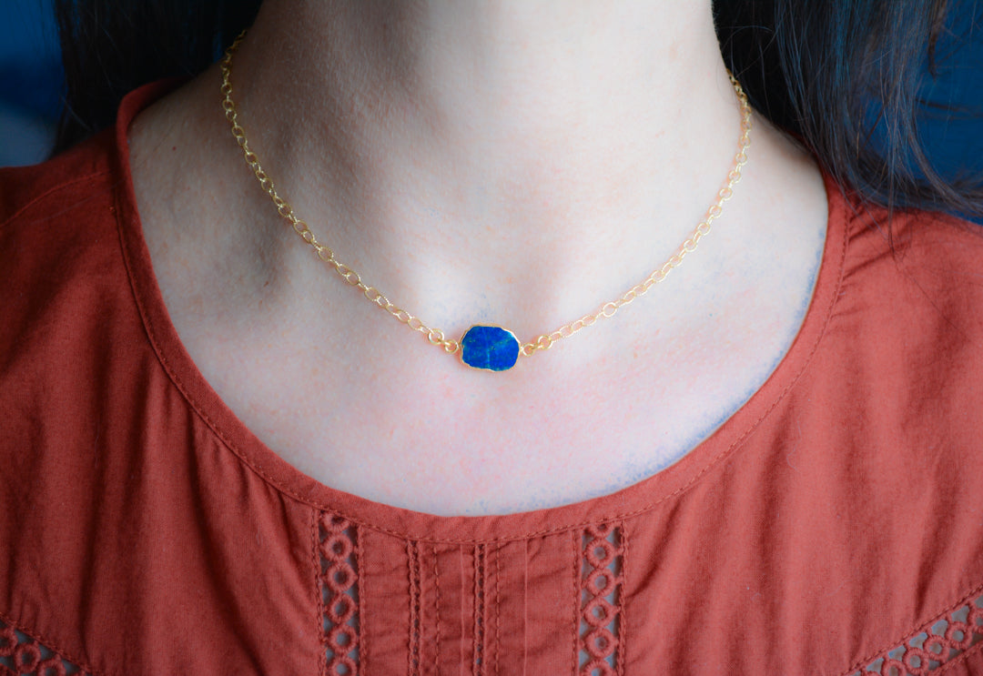 Lapis choker style necklace