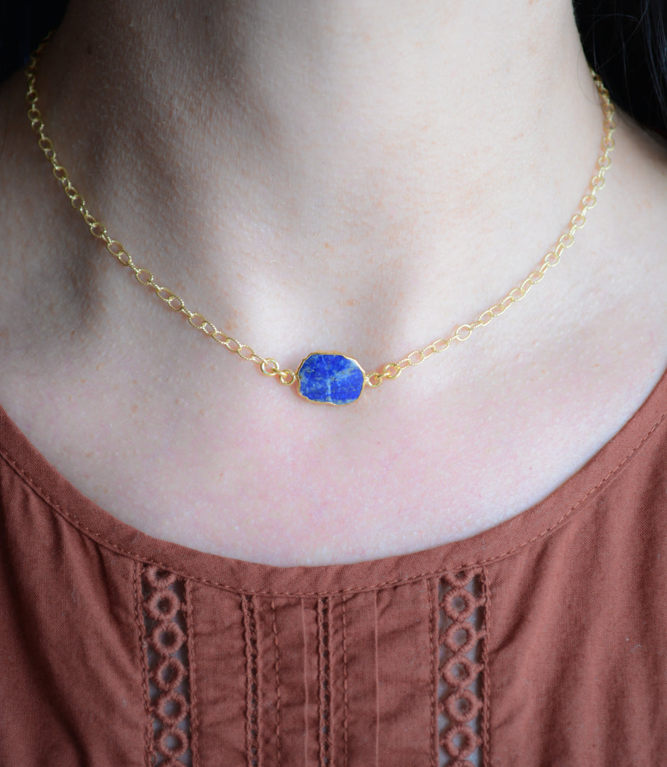 Lapis choker style necklace