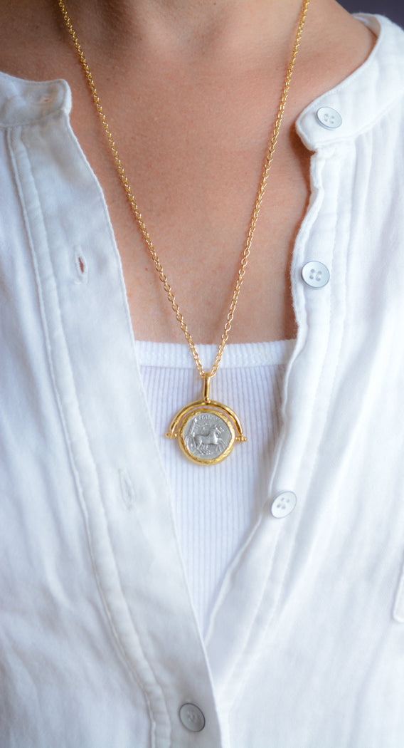 Swivel coin pendant necklace