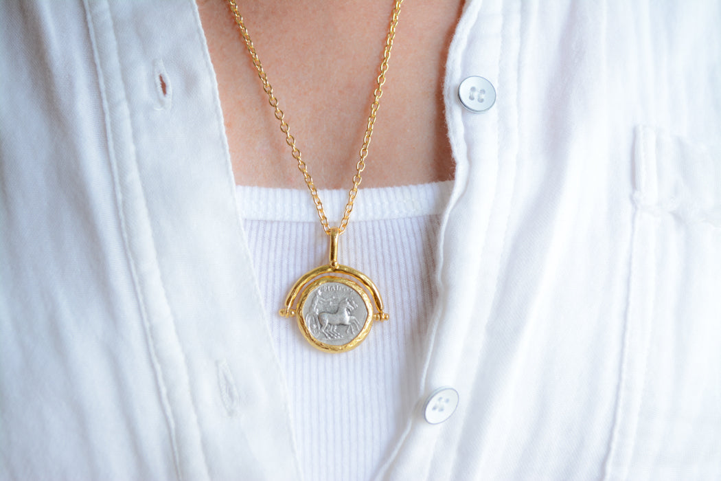 Swivel coin pendant necklace