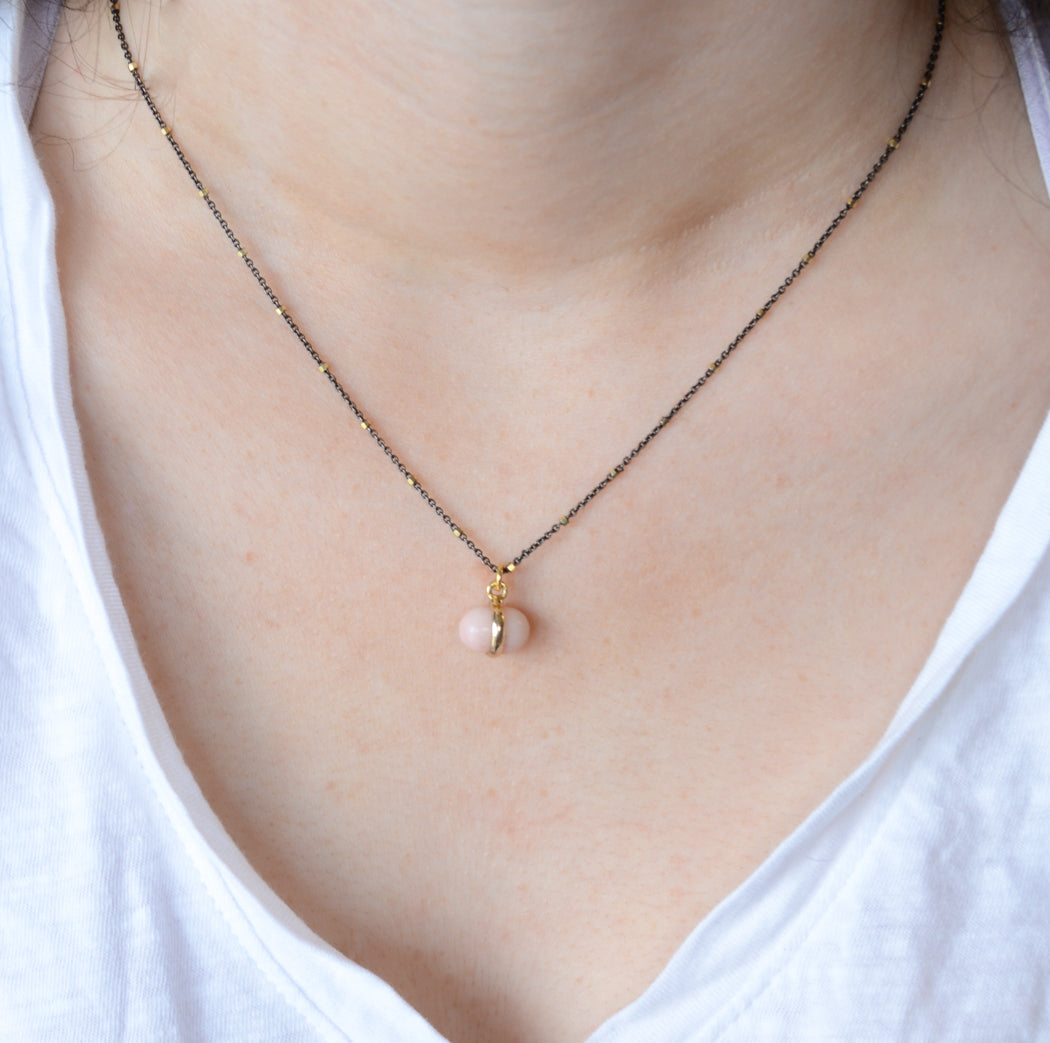 Mixed metal pink opal necklace