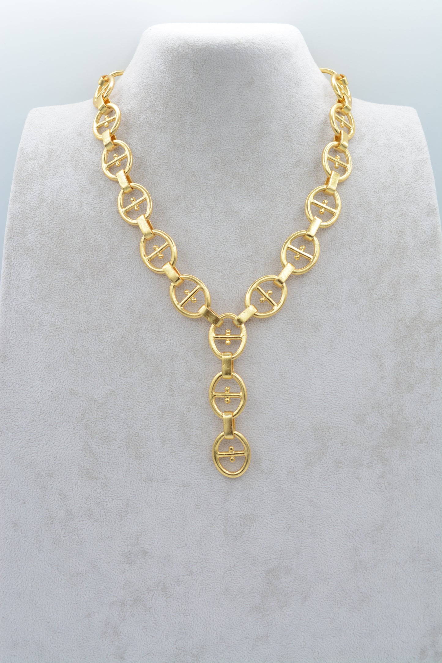 Gold Anchor Chain Link "Y" Necklace