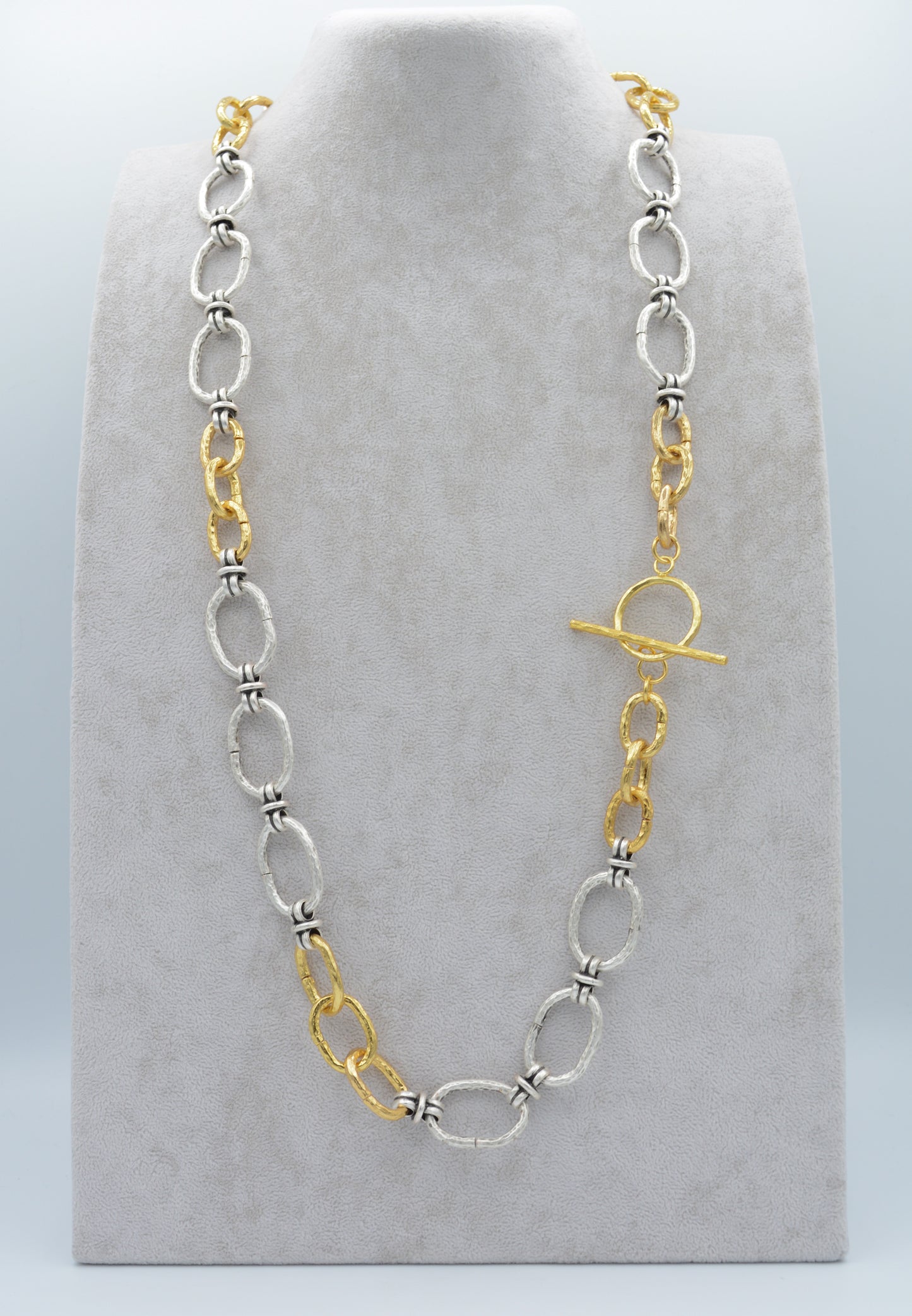 Gold and Rhodium Plated Handmade Link Chain Necklace