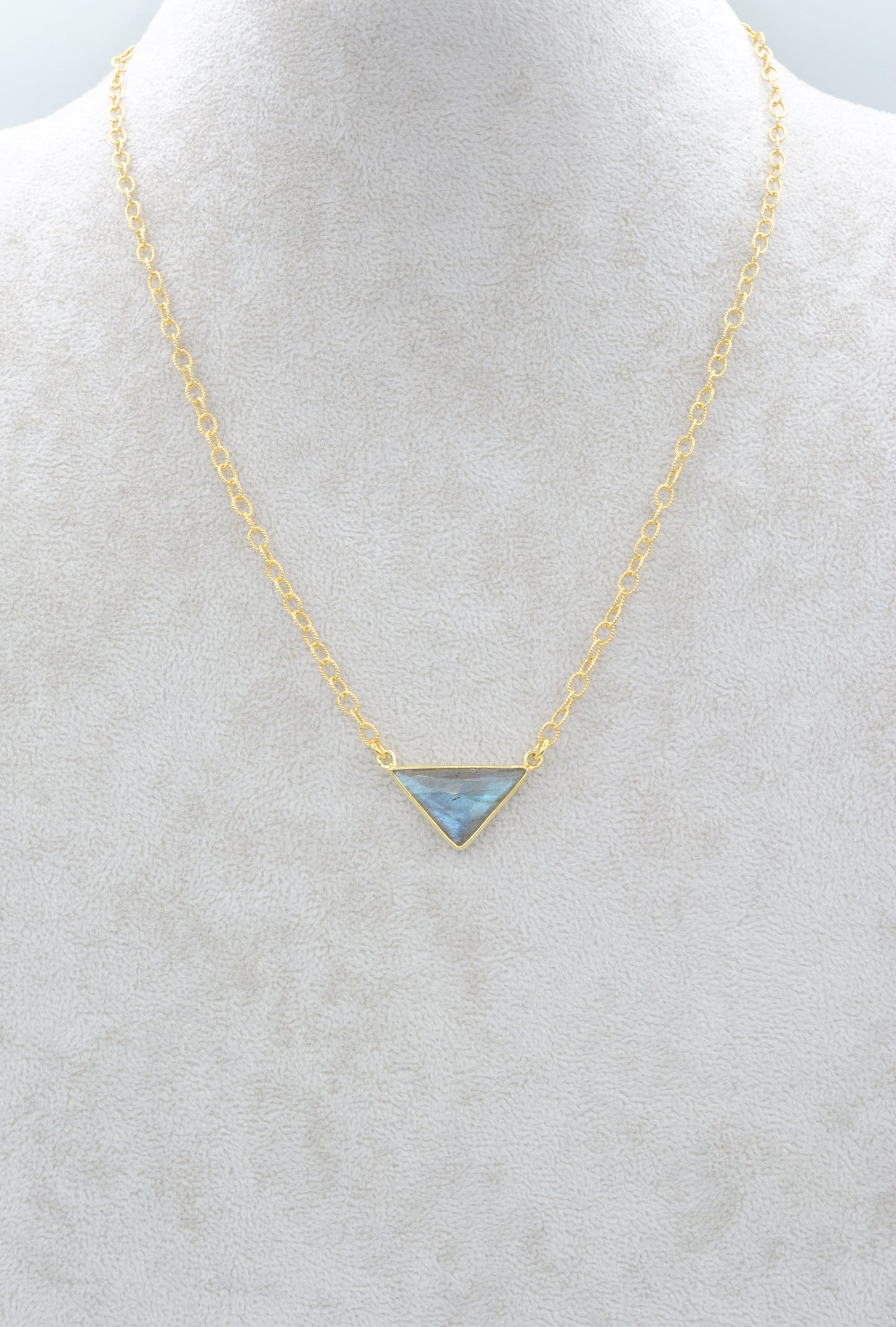 Gold plated Labradorite triangle necklace