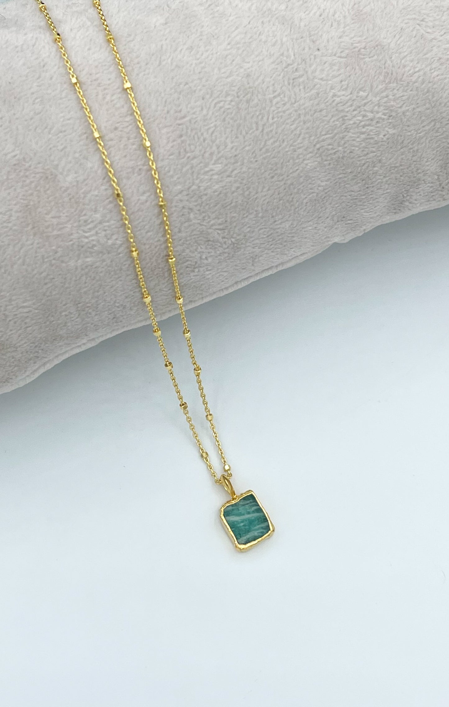 Amazonite square pendant necklace