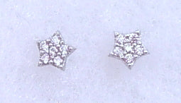 Silver star studs with pave cubic zirconia