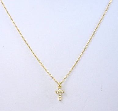 Gold necklace with cubic zirconia cross