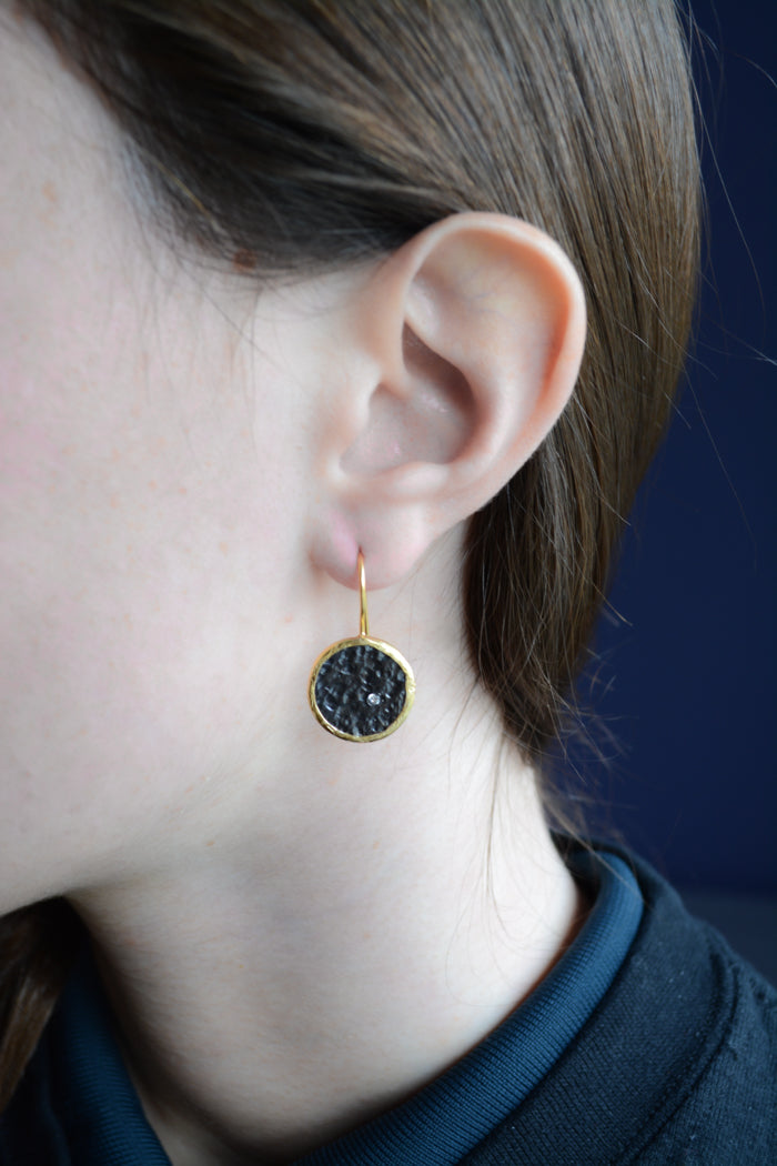 Mix metal disc earrings