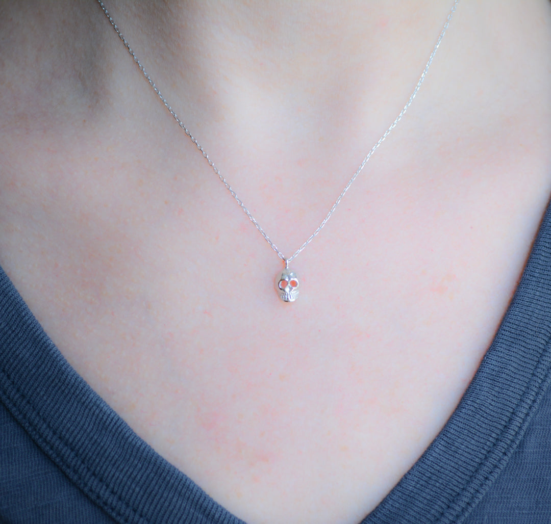 Silver 3D Skull Necklace