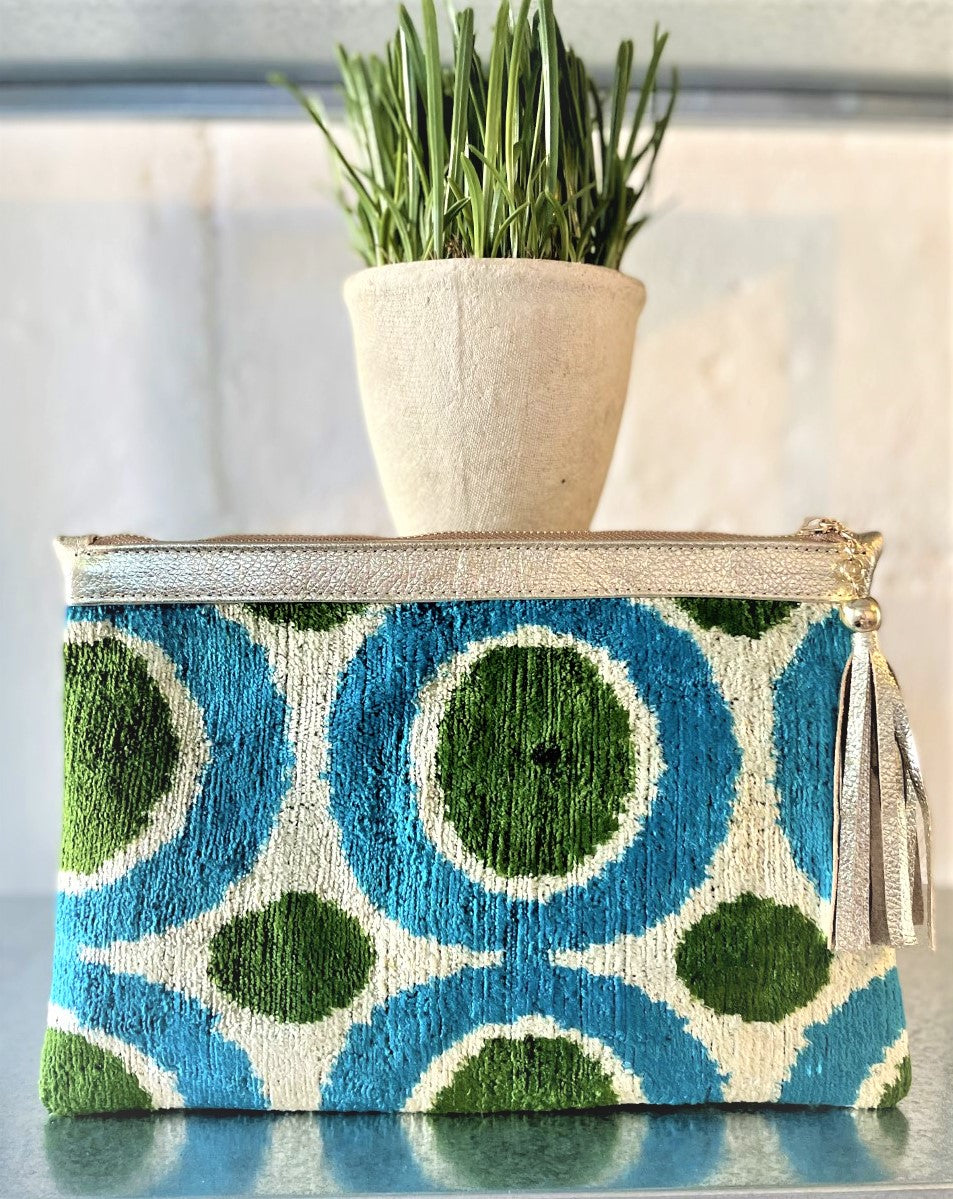 Handwoven silk and cotton pouch with tassel