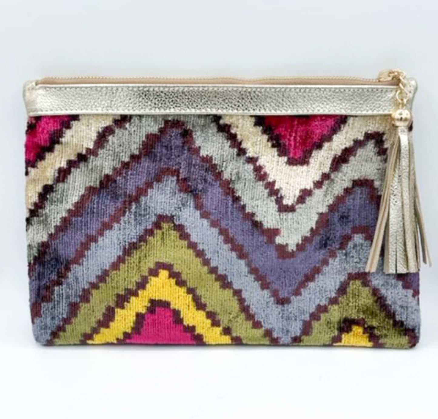 Handwoven silk and cotton pouch with tassel