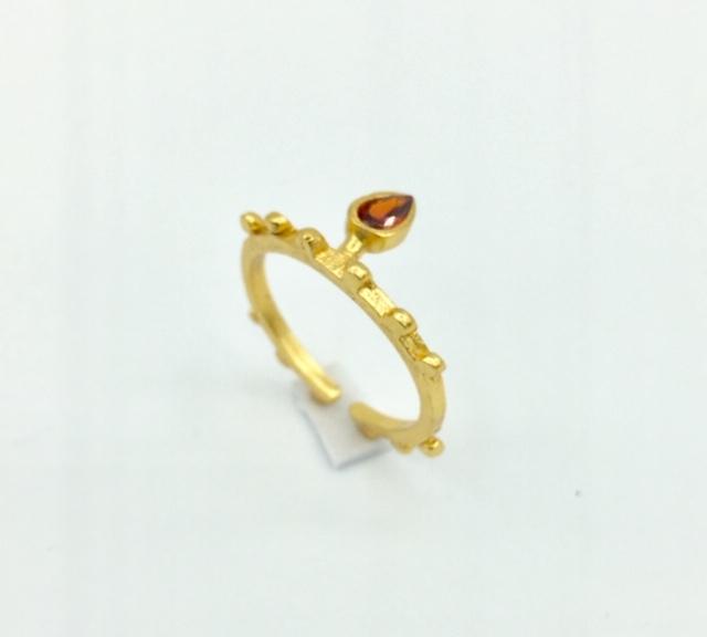 Adjustable red cubic zirconia teardrop ring