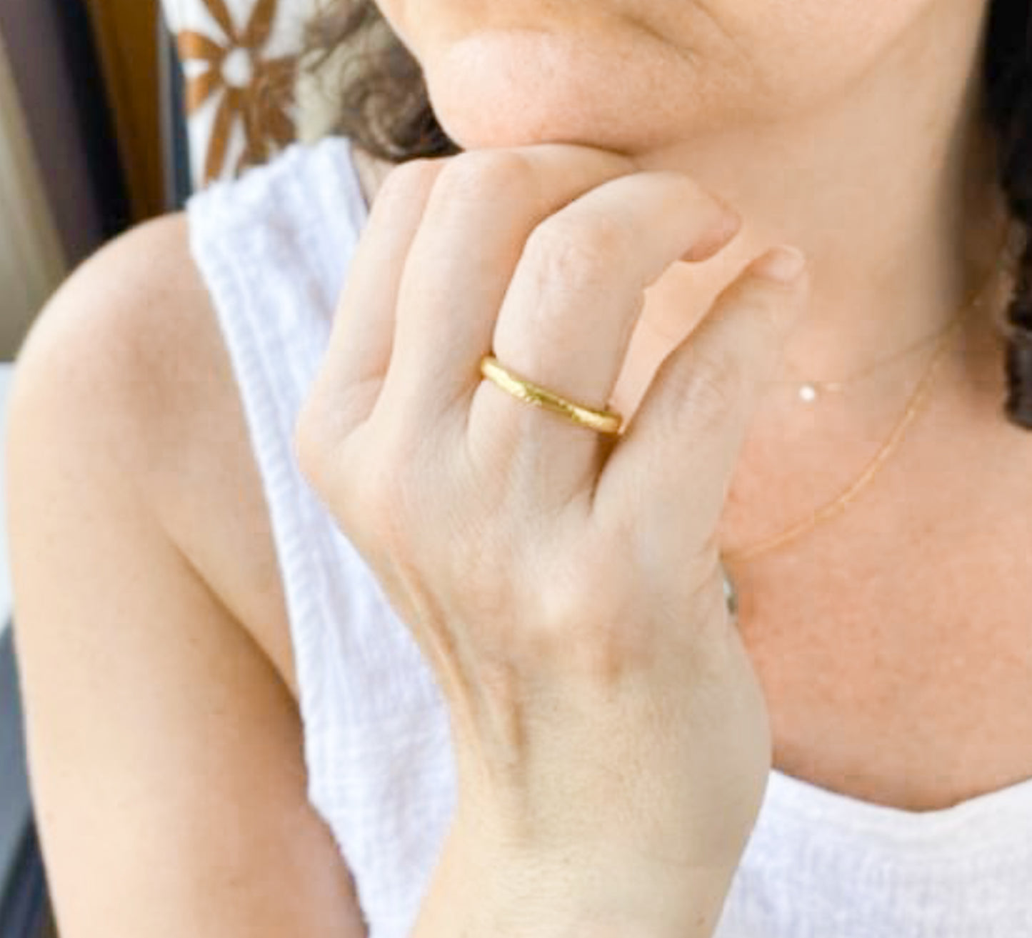 Gold plated textured band ring