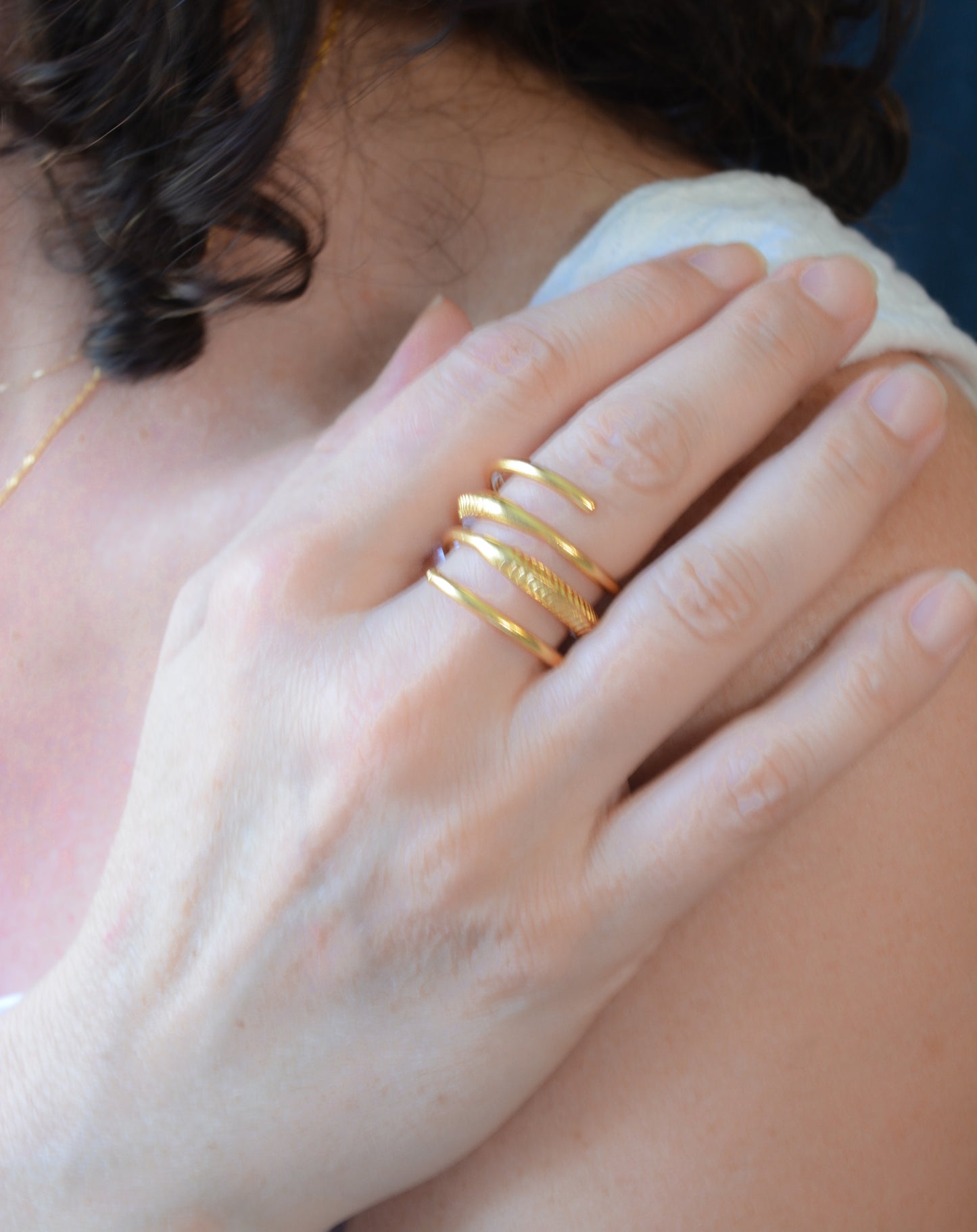 Gold plated spiral ring