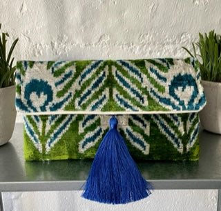 Handwoven Silk and Cotton clutch with hidden chain strap