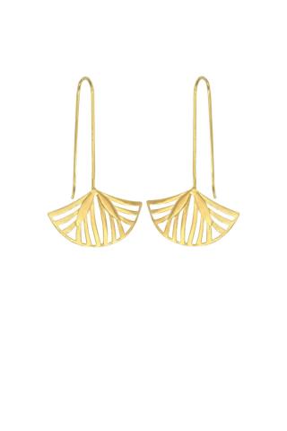 Gold plated brass lotus earrings