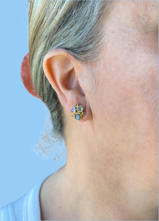 Multi semi-precious stone earrings with post