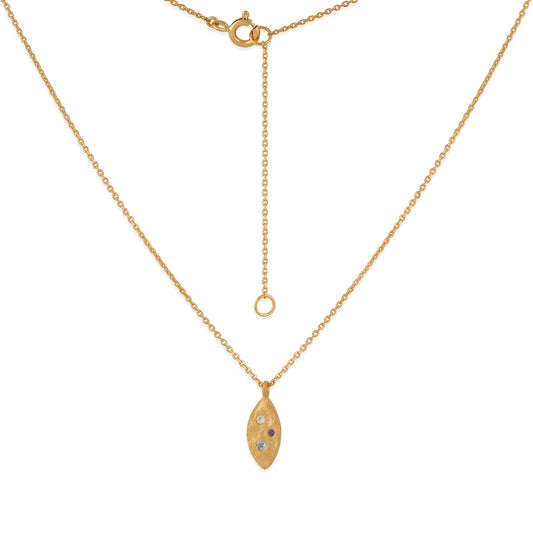 Iolite, topaz and moonstone leaf charm necklace